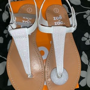Girls white glittery sandals NWT never worn